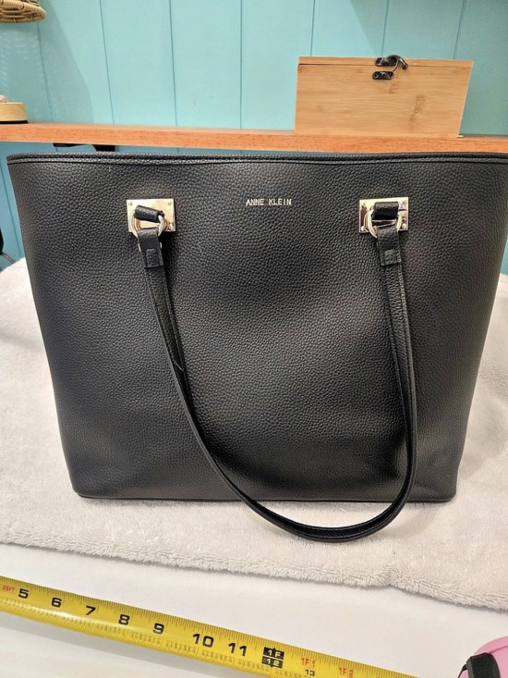 Anne Klein Black & Brown Tote with Zip Pouch